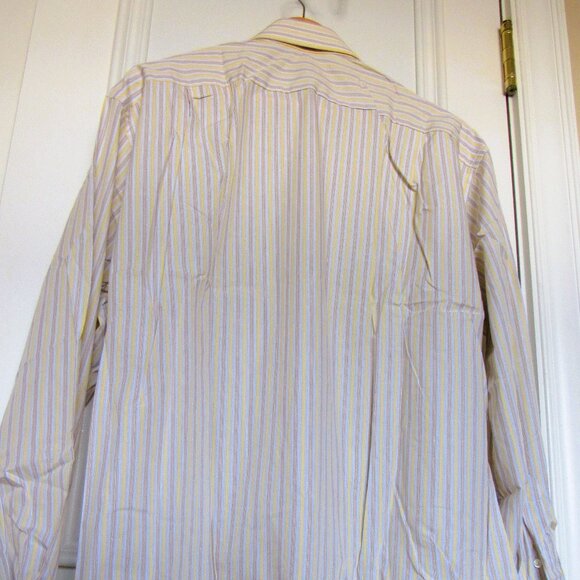 Ermenegildo Zegna Dress Shirt  Long Sleeve Cotton, White/Tan/Yellow, sz.46/18 - Picture 8 of 8